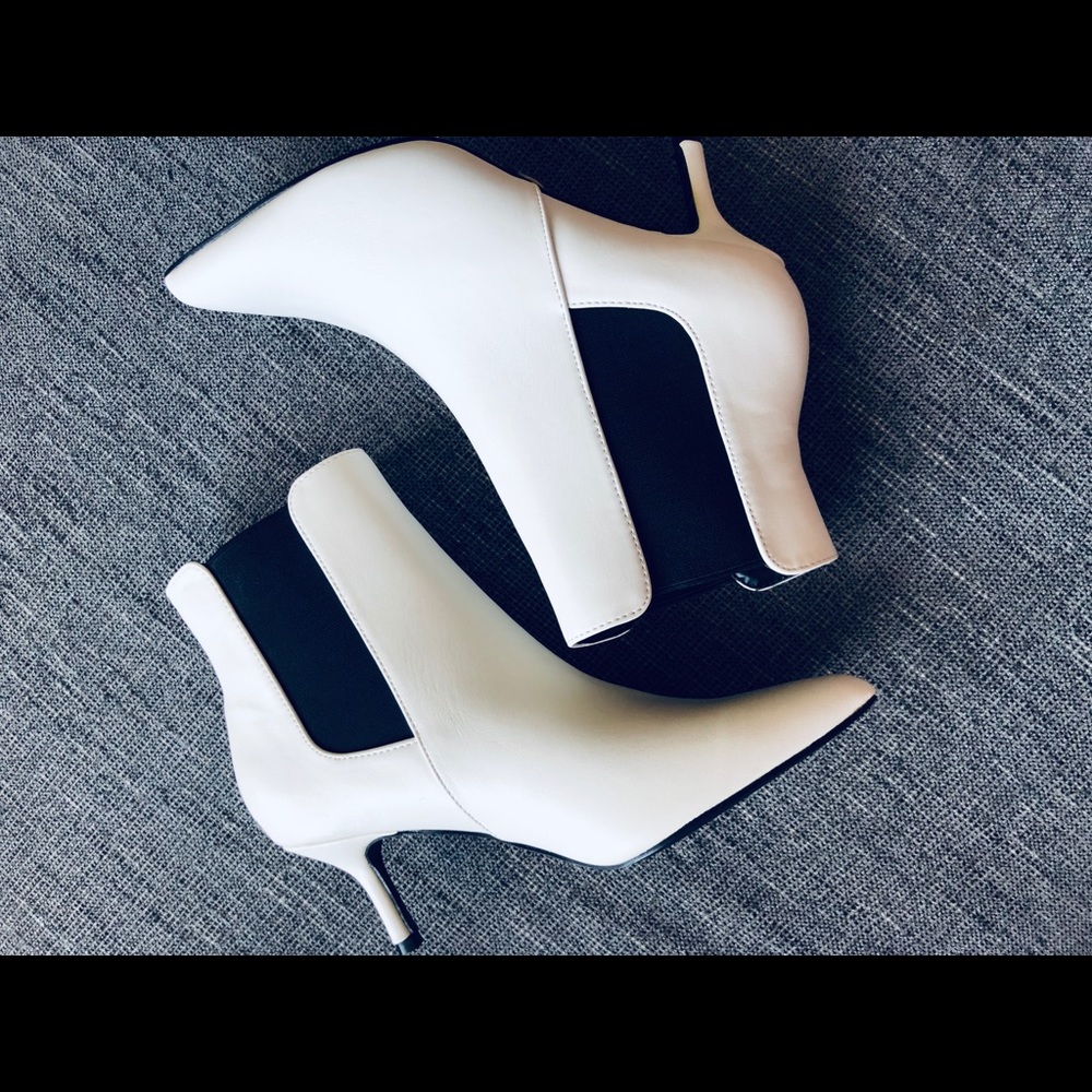 White Leather Ankle Booties